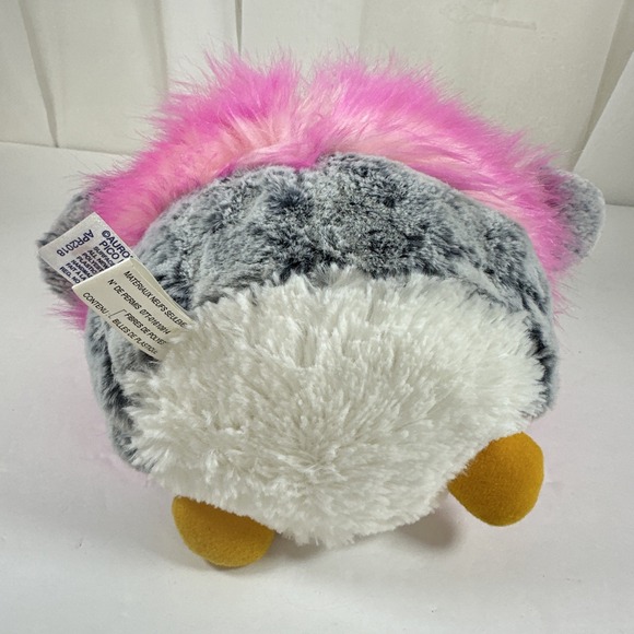 Aurora 8.5" Fuzzy PomPom Peguin Plush w/Pink Fuzzy Winter Coat - Picture 9 of 13
